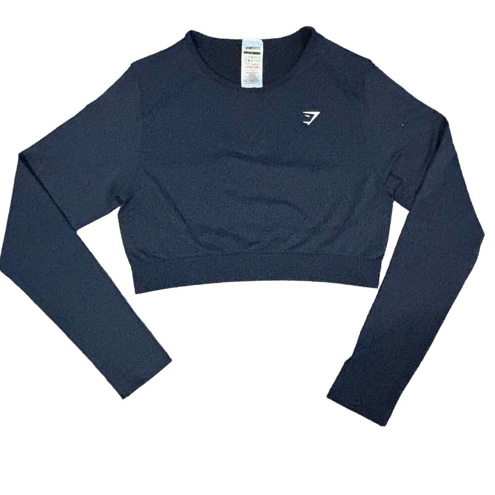 Gymshark Everyday Seamless Long Sleeve Crop Top Navy Women's Large L